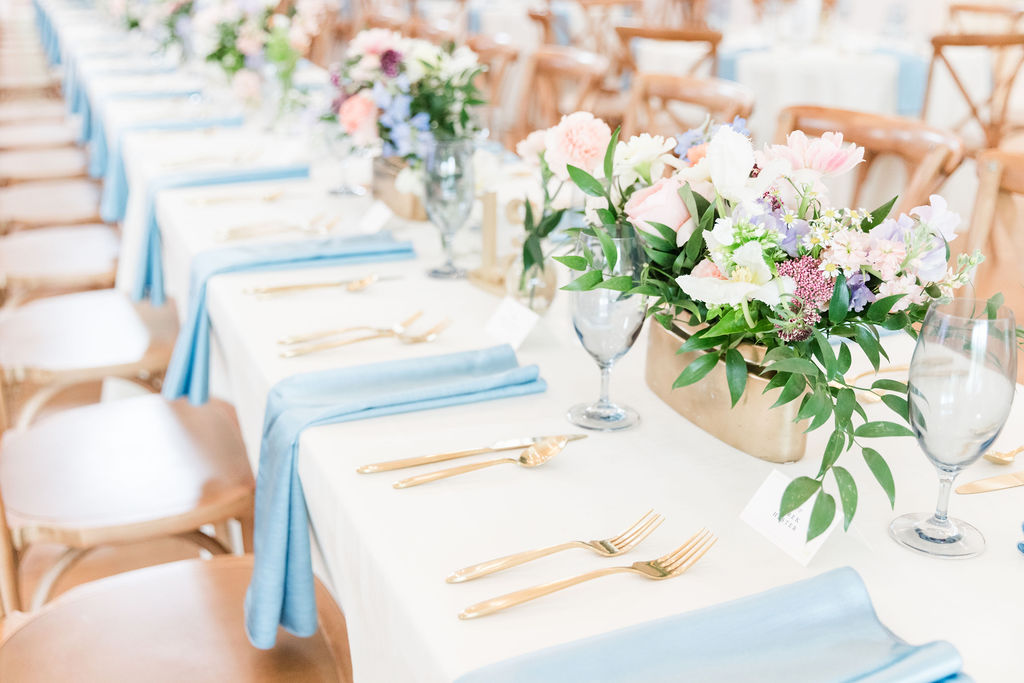 Luxury wedding tablescape styled with spring florals, refined place settings, and romantic details to inspire timeless wedding décor ideas.