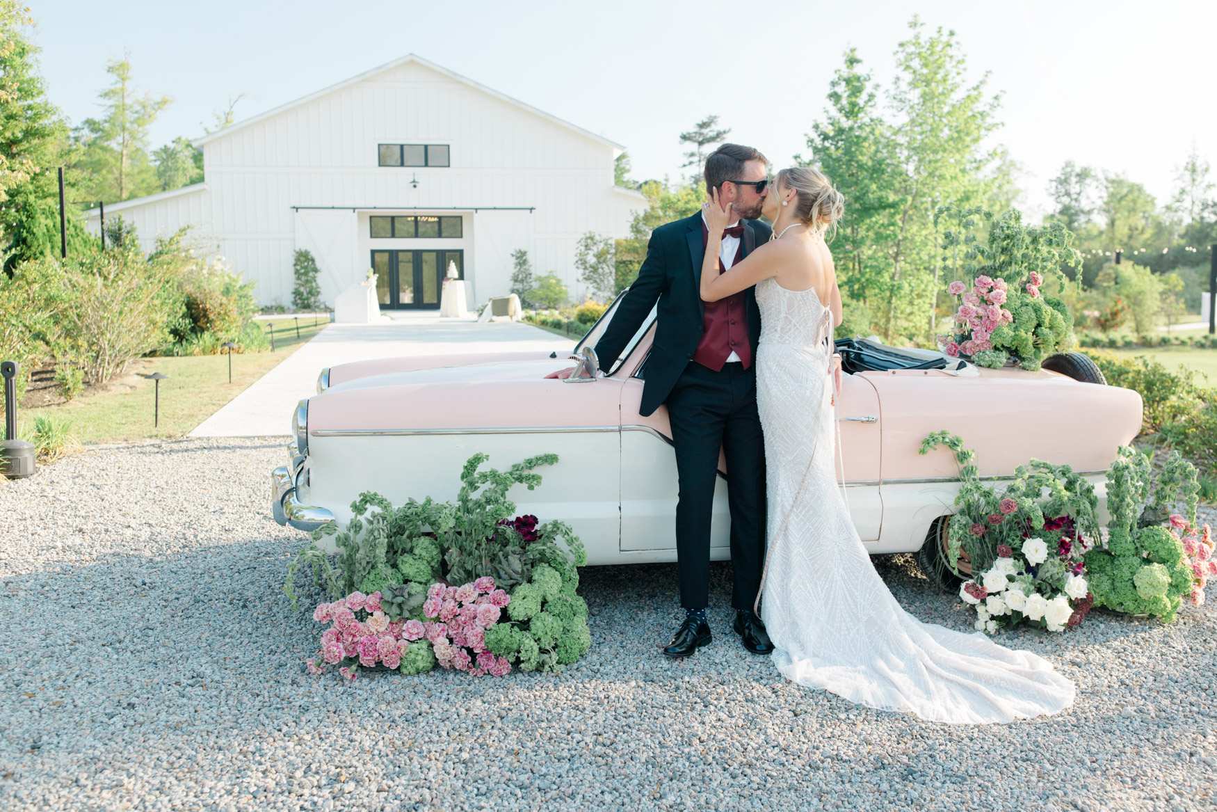 Couple celebrating an intimate wedding at White Oaks Farm near Myrtle Beach